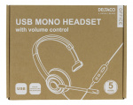 DELTACO Office USB mono headset, volume control, noise reducing mic