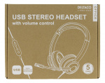DELTACO Office USB stereo headset, volume control, noise reducing mic