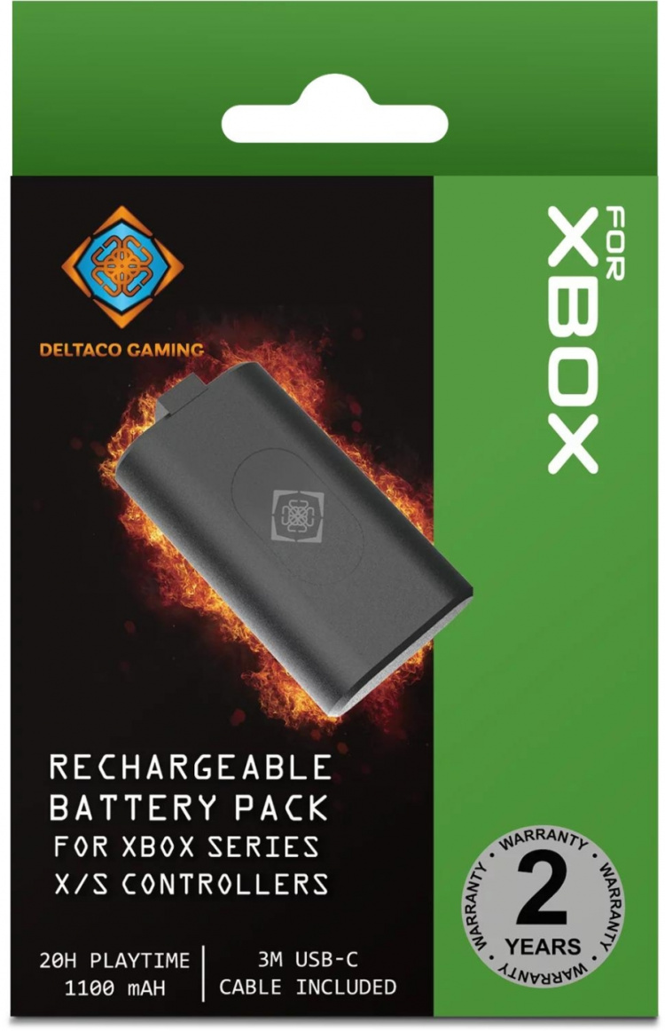 DELTACO GAMING Uppladdningsbart Batteripack för Xbox Series X Handkontroll, 1100mAh