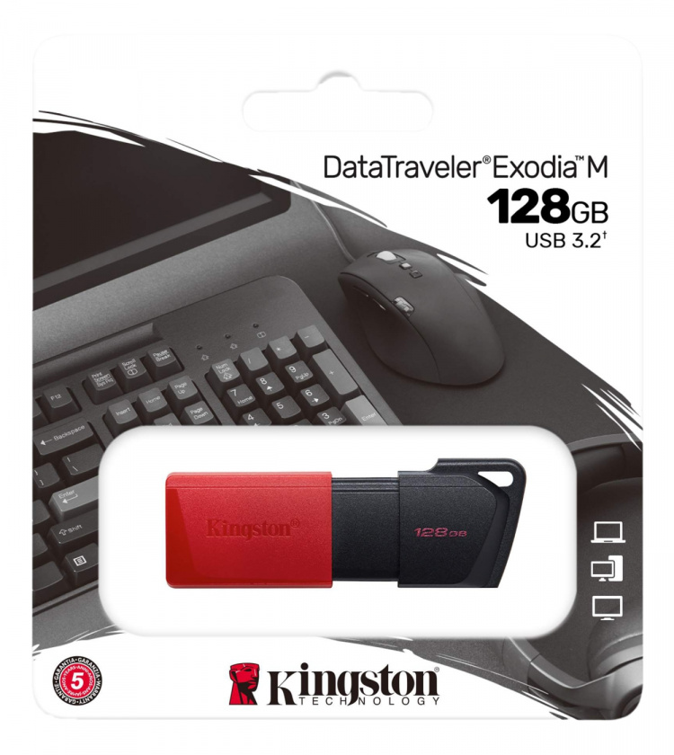 Kingston 128GB USB3.2 Gen 1 DataTraveler Exodia M (Black + Red)