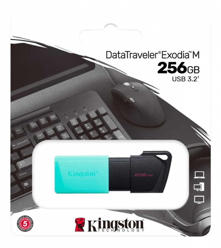 Kingston 256GB USB3.2 Gen 1 DataTraveler Exodia M (Black + Teal)