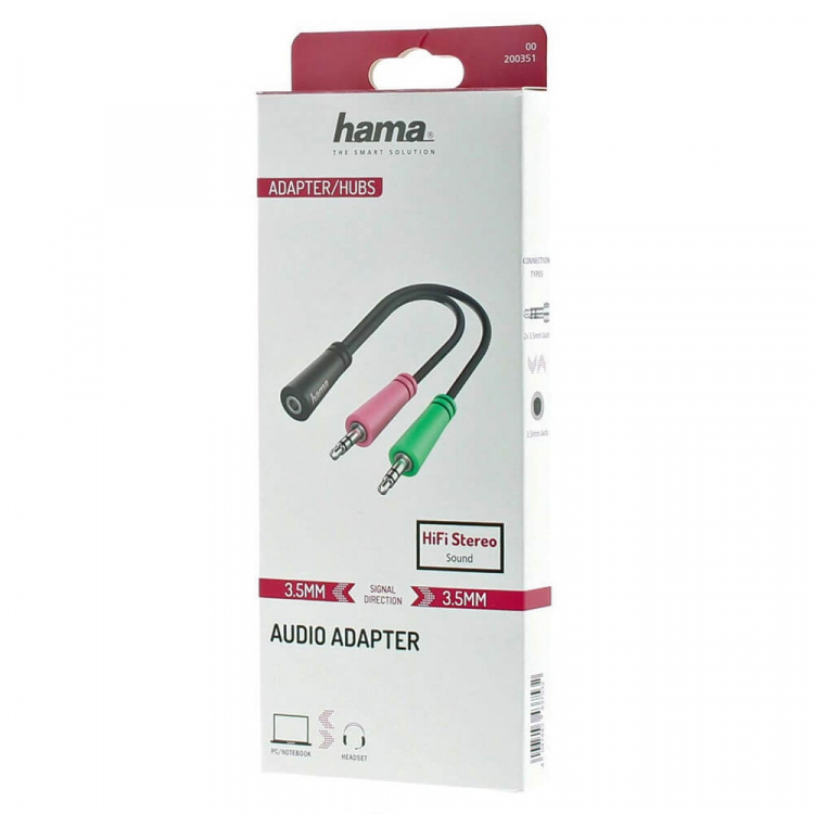 Hama Adapter Audio 3.5 Female to 2x 3.5 Male