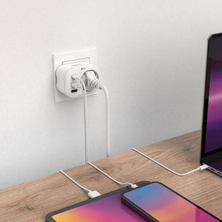 Hama 220V Socket USB-C/A 20W PD White