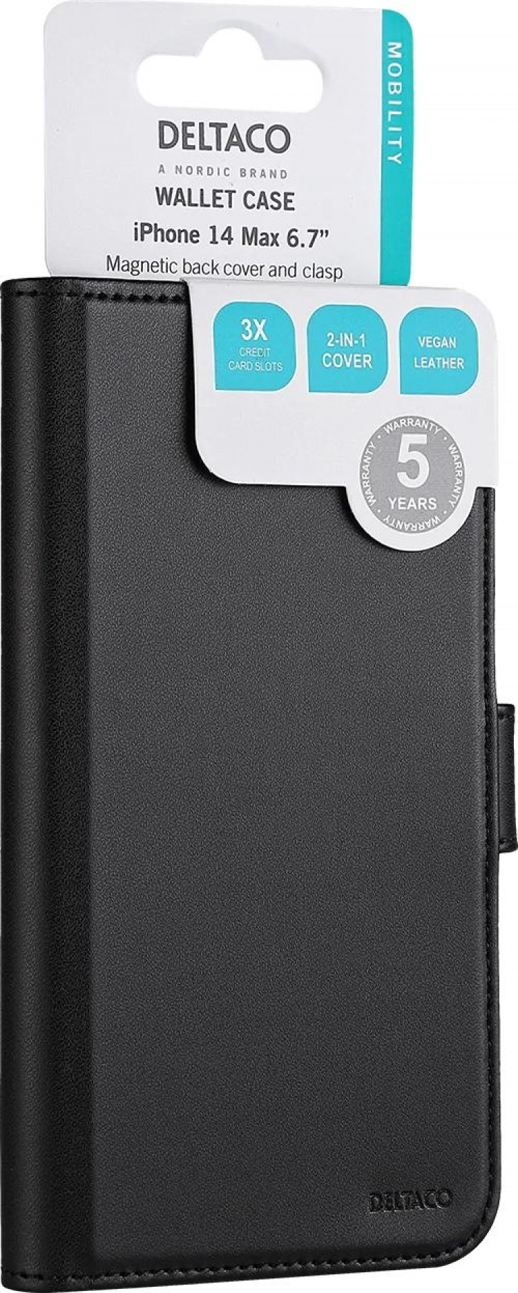 DELTACO iPhone 14 Plus wallet case 2-in-1, magnetic back cover