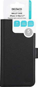 DELTACO iPhone 14 Plus wallet case 2-in-1, magnetic back cover