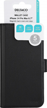 DELTACO iPhone 14 Plus wallet case 2-in-1, magnetic back cover