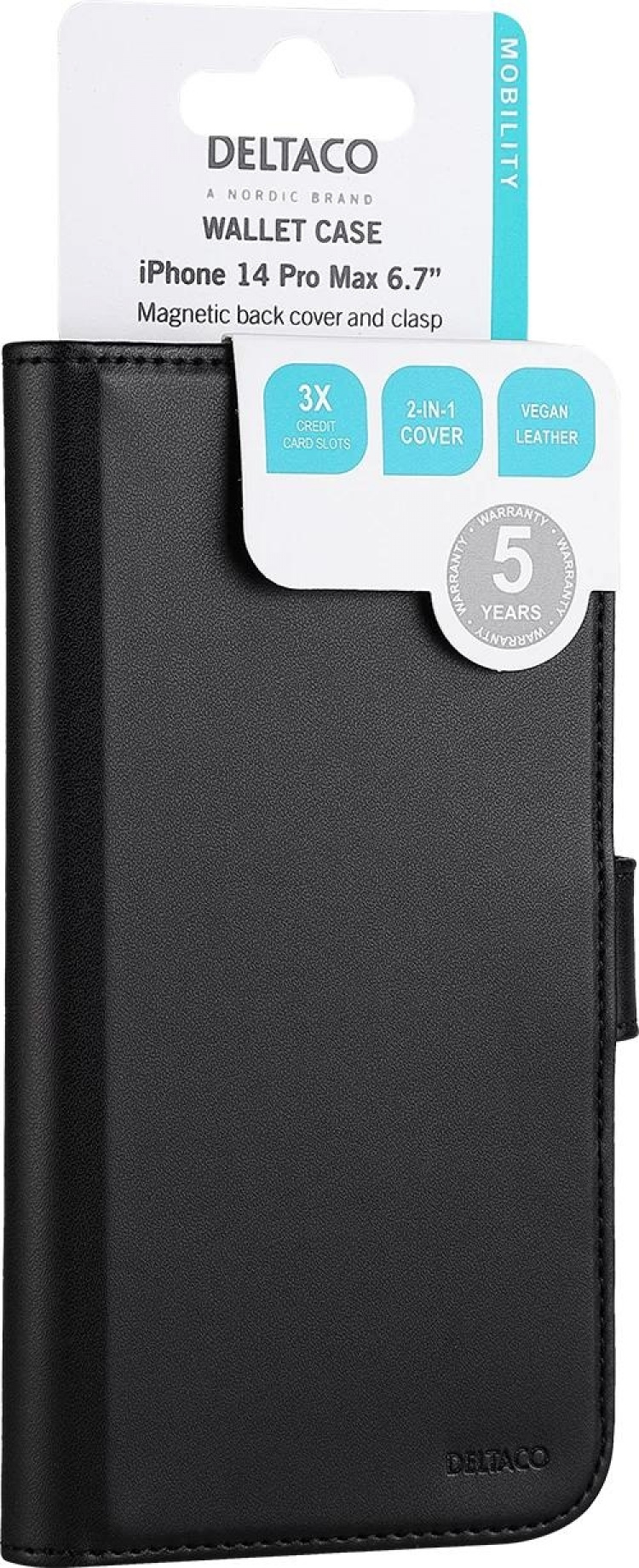 DELTACO iPhone 14 Pro Max wallet case 2-in-1, magnetic back cover