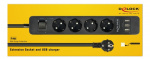 DE-LOCK Power strip with 4x CEE 7/3, 3x USB Type-A ports, child protec