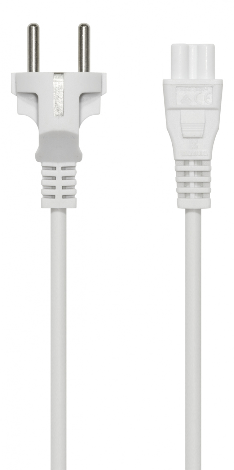 DELTACO apparatkabel, rak CEE 7/7 - rak IEC C5, 0,5m, 3X0.75mm2, vit