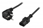 DELTACO apparatkabel, vinklad CEE 7/7 - rak IEC C13, 2m, LSZH, Svart