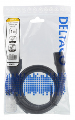 DELTACO extension cord IEC C15 - IEC C14, 1m, black