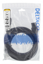 DELTACO extension cord IEC C15 - IEC C14, 3m, black