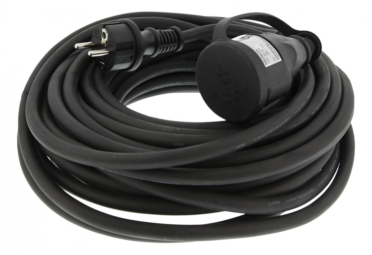 DELTACO Förlängningskabel, utomhusbruk, jordad, IP44, 20 m, Svart