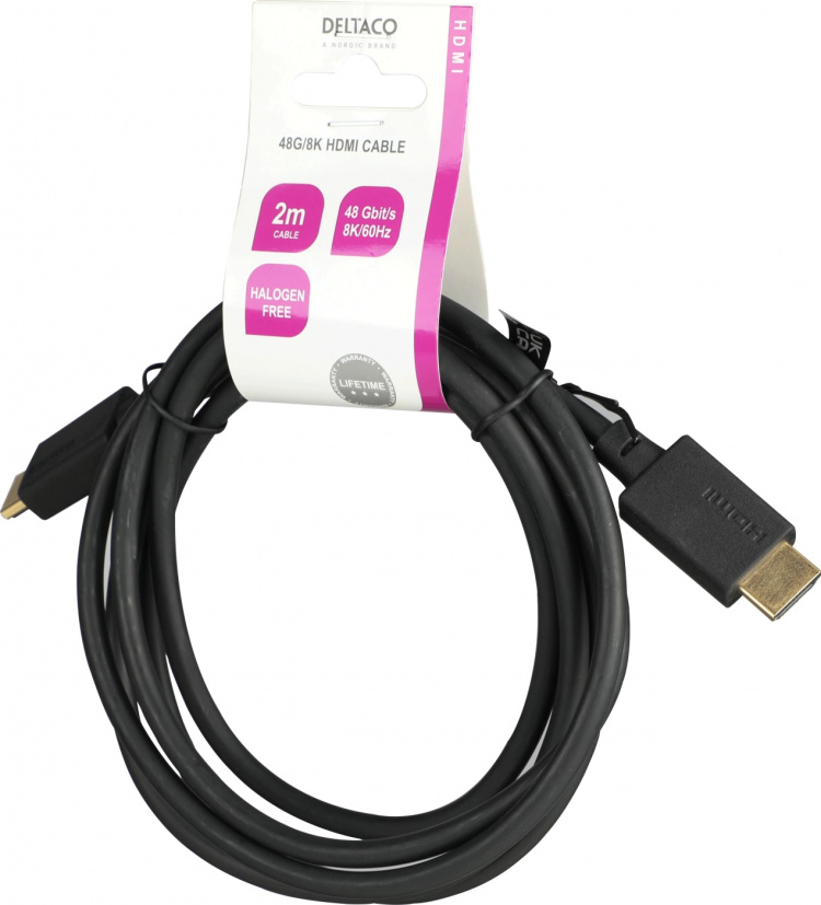 DELTACO ULTRA High Speed HDMI-cable, 48Gbps, 2m, black DELTACO ULTRA High Speed HDMI-cable, 48Gbps, 2m, black