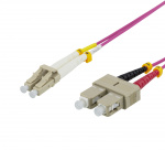 DELTACO Fiber cable, 1m, LC-SC Duplex, 50/125, pink