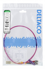 DELTACO Fiber cable, 1m, LC-ST Duplex, 50/125, pink