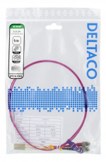 DELTACO Fiber cable, 1m, LC-ST Duplex, 50/125, pink