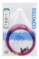 DELTACO Fiber cable, 5m, LC-ST Duplex, 50/125, pink