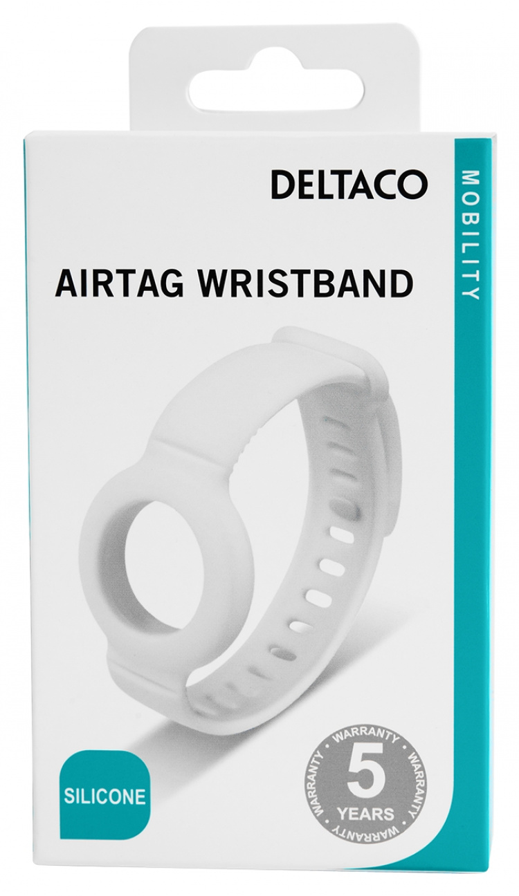 DELTACO Apple AirTag, Silicone wristband, white DELTACO Apple AirTag, Silicone wristband, white