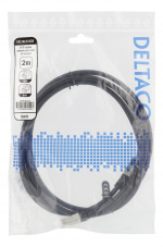 DELTACO S/FTP Cat6 patch cable, 2m, 250MHz, UV resistant, black