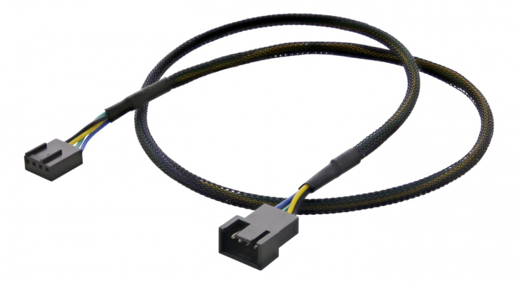 DELTACO förlängningskabel för 4-pins fläktar 0,6m, svart