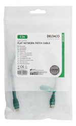 DELTACO U/UTP Cat6 patch cable, flat, 0.3m, 250MHz, green