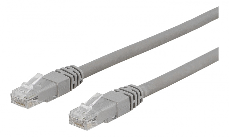 DELTACO U/UTP Cat6 patch cable, 0,5m, 250MHz, LSZH, gray
