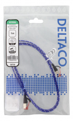 DELTACO Tough Flat CAT.6A U/FTP Patch Cable, 28AWG, 1m, blue