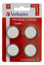 Verbatim LITHIUM BATTERY CR2450 3V 4 PACK Verbatim LITHIUM BATTERY CR2450 3V 4 PACK