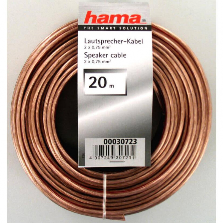 Hama peaker Cable 2 x 0.75 mm ², 20 m , transparent