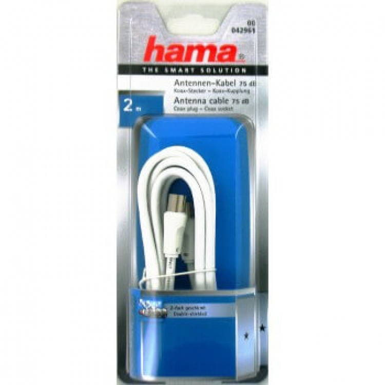 Hama Kabel Antenn 75dB Vit 2m