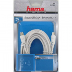 Hama Antenna Cable, Coax Plug - Co ax Socket, 7.5 m, 75 dB, white