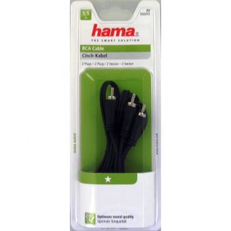 Hama Audio Cable, 2 RCA plugs - 2 RCA plugs, 1.5 m