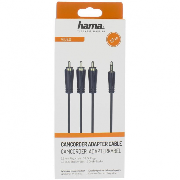 Hama Cable 4pin 3.5mm-3xRCA Gold Black 1.5m