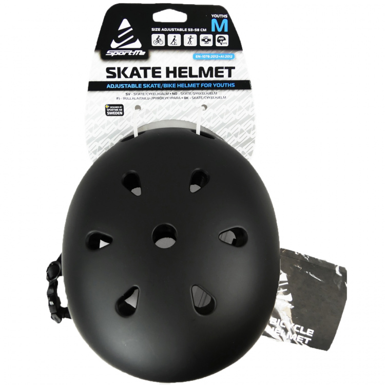 SportMe Skatehjälm S 53-58cm Svart