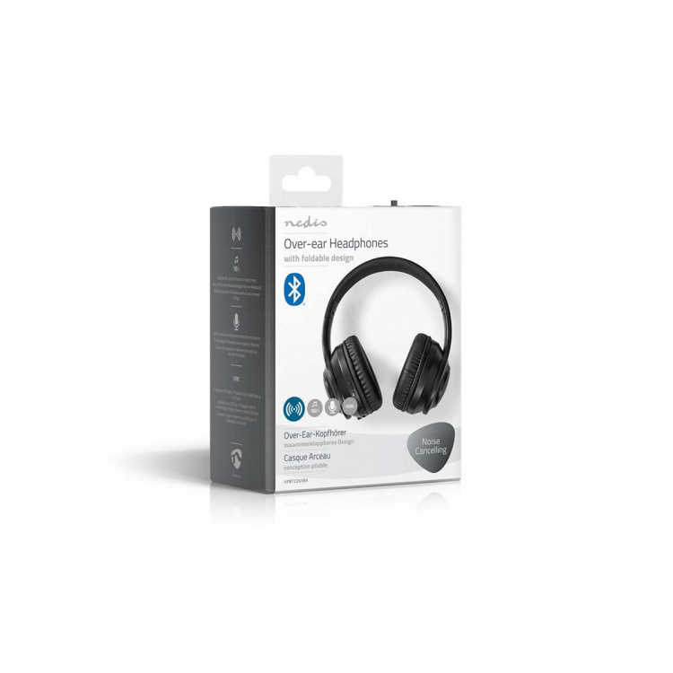 Nedis Wireless Over-Ear Headphones | Battery play time: 16 hrs | Built-in microphone | Press Control | Voice control support | Volume control | Travel case included | Black