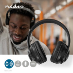 Nedis Wireless Over-Ear Headphones | Battery play time: 16 hrs | Built-in microphone | Press Control | Voice control support | Volume control | Travel case included | Black