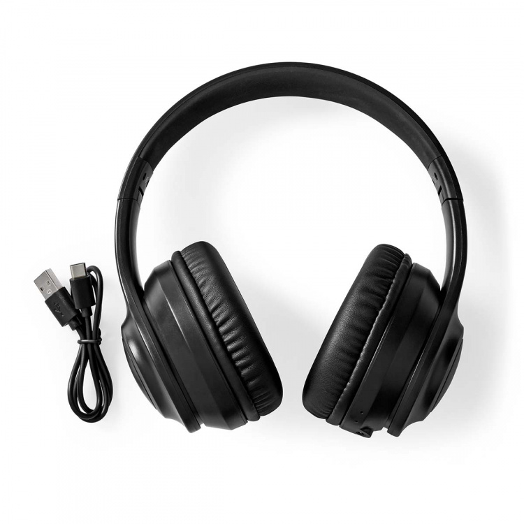 Nedis Wireless Over-Ear Headphones | Battery play time: 16 hrs | Built-in microphone | Press Control | Voice control support | Volume control | Travel case included | Black