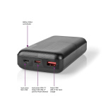 Nedis Powerbank | 20000 mAh | 1.5 / 2.0 / 3.0 A | Number of outputs: 2 | Output connection: 1x USB-A / 1x USB-C™ | Input connection: 1x Micro USB / 1x USB-C™ | PD2.0 18W | Lithium-Polymer