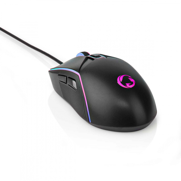 Nedis Gaming Mouse | Wired | 800 / 1200 / 2400 / 3200 / 4800 / 7200 dpi | Adjustable DPI | Number of buttons: 6 | Right-Handed | 1.50 m | LED Nedis Gaming Mouse | Wired | 800 / 1200 / 2400 / 3200 / 4800 / 7200 dpi | Adjustable DPI | Number of buttons: 6 | Right-Handed | 1.50 m | LED