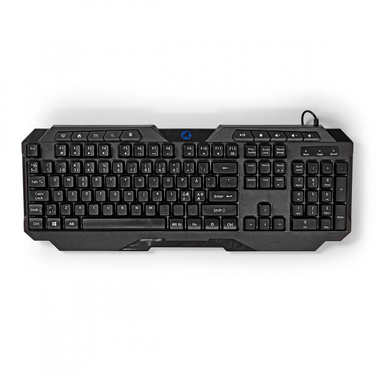 Nedis Wired Gaming Keyboard | USB Type-A | Membrane Keys | LED | QWERTY | ND Layout | USB Powered | Power cable length: 1.30 m | Multimedia Nedis Wired Gaming Keyboard | USB Type-A | Membrane Keys | LED | QWERTY | ND Layout | USB Powered | Power cable length: 1.30 m | Multimedia