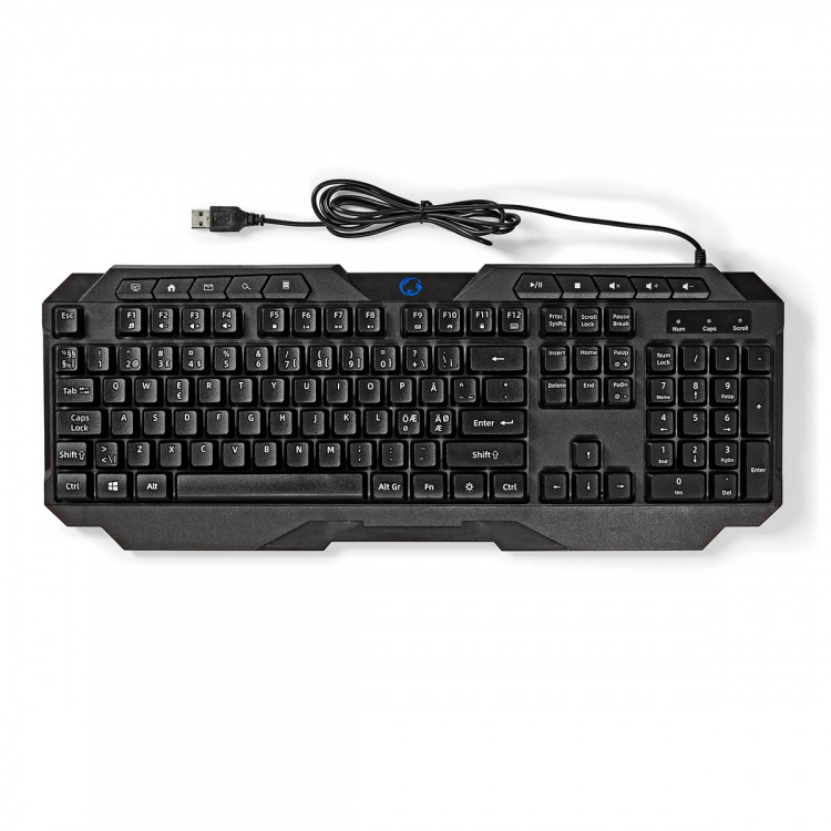 Nedis Wired Gaming Keyboard | USB Type-A | Membrane Keys | LED | QWERTY | ND Layout | USB Powered | Power cable length: 1.30 m | Multimedia Nedis Wired Gaming Keyboard | USB Type-A | Membrane Keys | LED | QWERTY | ND Layout | USB Powered | Power cable length: 1.30 m | Multimedia