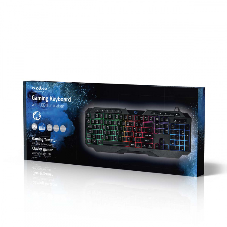 Nedis Wired Gaming Keyboard | USB Type-A | Membrane Keys | LED | QWERTY | ND Layout | USB Powered | Power cable length: 1.30 m | Multimedia Nedis Wired Gaming Keyboard | USB Type-A | Membrane Keys | LED | QWERTY | ND Layout | USB Powered | Power cable length: 1.30 m | Multimedia