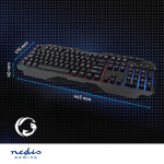 Nedis Wired Gaming Keyboard | USB Type-A | Membrane Keys | LED | QWERTY | ND Layout | USB Powered | Power cable length: 1.30 m | Multimedia Nedis Wired Gaming Keyboard | USB Type-A | Membrane Keys | LED | QWERTY | ND Layout | USB Powered | Power cable length: 1.30 m | Multimedia