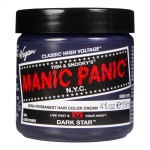 Dark Star from Manic Panic is an intense grey hair color with purple tones. For best results, it is recommended to bleach the hair to level 10 blonde before use. Dark Star can also be used in combination with other colors from Manic Panic for a more inten