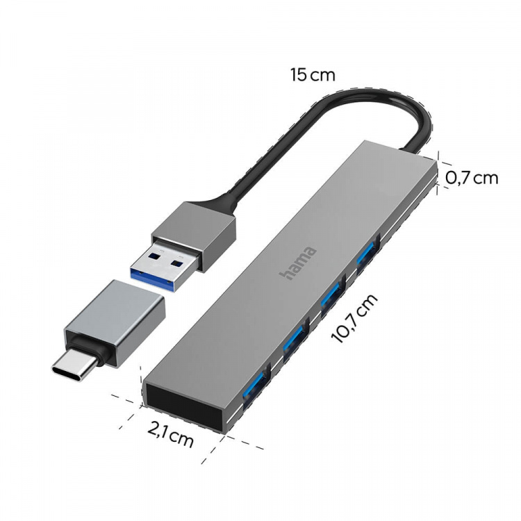 Hama Hub USB-A 3.2 4x Ports 5 Gbit/s USB-C Adapter
