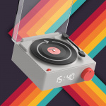 Mobility On Board Speaker Alarm Clock Vinyl Retro Grey