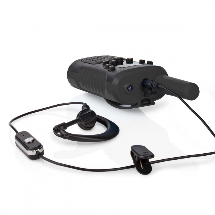 Nedis Walkie-Talkie Set | 2 Handsets | Up to 6 km | Frequency channels: 8 | PTT / VOX | up to 3 Hours | Headphone output | 2 Headsets | Black