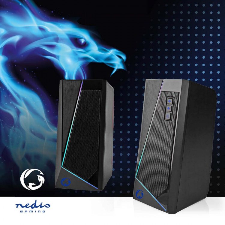 Nedis Gaming Speaker | Speaker channels: 2.0 | USB Powered | 3.5 mm Male | 18 W | LED | Volume control