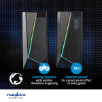 Nedis Gaming Speaker | Speaker channels: 2.0 | USB Powered | 3.5 mm Male | 18 W | LED | Volume control